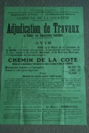 23 - LA COURTINE - BELLE AFFICHE ADJUDICATION TRAVAUX 16 MAI 1939- CHEMIN DE LA COTE ET  DE L' EGLISE - MAIRE -MIMONTEL - Affiches