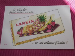 BUVARD Publicitaire: Chocolat Lanvin Fourrés Fondant Crèmes Assorties >> Voir Photos Recto-verso - Chocolat