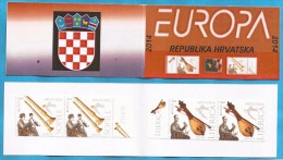 2014  EUROPA KROATIEN HRVATSKA CROAZIA FOLK INSTRUMENTS MNH BOOKLET  3  A - 2014