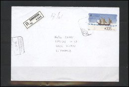SPAIN Brief Postal History Envelope ES 070 ATM Automatic Stamps Ship Sailing - Cartas & Documentos