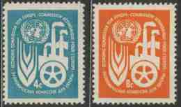 United Nations New York 1959 Mi 78 /9 YT 68 /9 Sc 71 /2 ** Emblems U.N. Industry, Agriculture /  UNO-Emblem - Ongebruikt