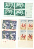 #1184, 1187, 1192, Senator Norris, Remington Artist, Arizona Statehood, 3 Plate # Blocks Of 4-cent Stamps - Plattennummern