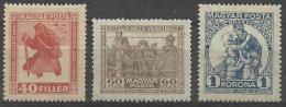 HUNGARY - 1923 Prisoners Of War. Scott B69-71. Mint Hinged * - Unused Stamps