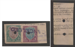 India  KG V  1R & 5R  Used As Passport Fee  # 53117  F   Inde Indien - Autres & Non Classés