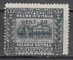 Eritrea  Scott No. 52  Unused Hinged   Year  1916 - Erythrée