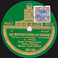 78 Trs - ODEON 166.186 - état EX - ROQUE - LES MOUSQUETAIRES AU COUVENT " - RIP  "Couplet De La Paresse" - 78 T - Disques Pour Gramophone