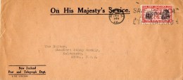 New Zealand 1941 OHMS Cover Mailed To USA - Cartas & Documentos