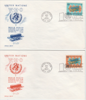 United Nations  1966 World Health Organization Headquarters Geneva  2 New York First Day Covers # 82358 - WGO