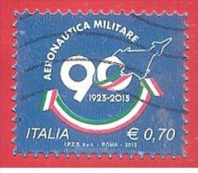 ITALIA REPUBBLICA USATO - 2013 - 90º Anniversario Dell´aeronautica Militare Italiana - € 0,70 - S. 3383 - 2011-20: Gebraucht