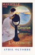 MARSEILLE 1908 - Expo Electricité - Illustration De Marie Pezilla - Vignette Non Postale (67991) - Exposition D'Electricité Et Autres