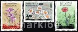 Kyrgyzstan - 2002 - Flowers - New Values Overprint On 1994 Issue - Mint Definitive Stamp Set - Kirgisistan