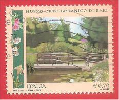 ITALIA REPUBBLICA - USATO  - 2013 - Orti Botanici D´Italia - ORTO BOTANICO BARI - € 0,70 - S. 3387 - 2011-20: Oblitérés