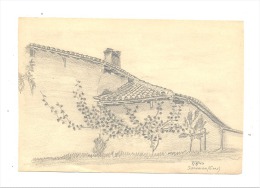 Dessin Au Crayon (original) D´une Maison à SARAMON Dans Le Gers Le 07/07/1940 - Format +/- Carte Postale (sf92) - Autres & Non Classés