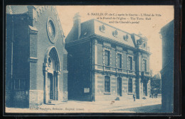 62 --- Barlin -- Apres La Guerre  -- L'Hotel De Ville Et Le Portail De L'Eglise - Barlin