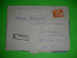 Yugoslavia DFJ,vintage Cover,registered Letter,Crikvenica Postal Label,overstamped 9 Dinar Stamp With New Value 8 Dinars - Briefe U. Dokumente