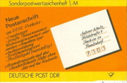 DDR Sondermarkenheftchen SMHD 34 A Postanschriften Brief Ohne Briefmarken - Postzegelboekjes