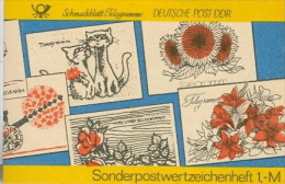 DDR Sondermarkenheftchen SMHD 38 Schmuckblatt-Telegramme Katzen Rosen Sonnenblume Ohne Briefmarken - Libretti
