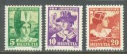 1934 SWITZERLAND PRO JUVENTUTE MICHEL: 281-283 MH * - Unused Stamps