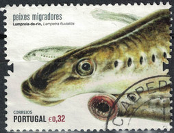 PORTUGAL 2011 Oblitération Ronde Used Stamp Poissons Migrateurs Lampreia De Rio Lampreta Fluviatilis - Gebraucht