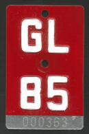 Velonummer Glarus GL 85 - Nummerplaten