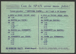 Italy, Boat Timetable Capri, Napoli, Sorrento, 1965. - Europa