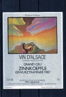 GEWURTZTRAMINER - (Etiquette Collée Sur Page Expo)  Zinnkoepfle 1987 - Gewurztraminer