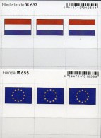 In Farbe 2x3 Flaggen-Sticker Europa+Niederlande 7€ Kennzeichnung Alben Buch Sammlungen LINDNER 637+655 Flag Nederland EU - Oud