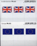 In Farbe 2x3 Flaggen-Sticker Europa+Großbritannien 7€ Kennzeichnung An Alben Buch Sammlung LINDNER 655+660 Flags UK CEPT - Britannica