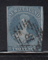 New Zealand Used Scott #5 2p Victoria, Blue On Blue Paper - Gebruikt