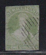 New Zealand Used Scott #6 1sh Victoria, Green On Blue Paper - Gebraucht