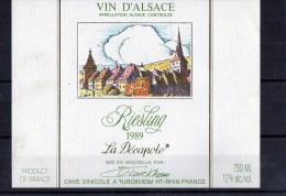 RIESLING- (Etiquette Collée Sur Feuille D´expo) La Décapole  1989 - Riesling