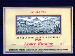 RIESLING- (Etiquette Collée Sur Feuille D´expo)  1990 - Riesling