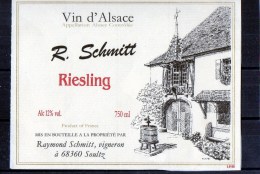 RIESLING- (Etiquette Collée Sur Feuille D´expo)  R.Schimtt - Riesling