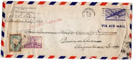 USA 1946 Air Mail Cover To Argentina & Returned - 2c. 1941-1960 Lettres