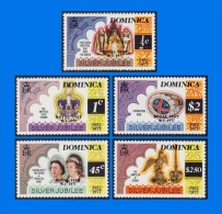 DM 1977-0001, Royal Visit, Set (5V) MNH - Dominica (...-1978)