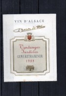 GEWURZTRAMINER - Vendanges Tardives 1989  (Etiquette Collée Sur Feuille D´expo) - Gewurztraminer