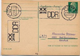 20 Jahre DDR Weimar 1969 Auf DDR Antwort-Postkarte P 77A - Machines à Affranchir (EMA)