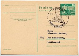 MESSE LEIPZIG Pressezentrum 1977  Auf  DDR  Postkarte P 79 - Cartes Postales - Oblitérées