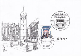 BRD 1398, Auf Sonderkarte: 100 Jahre Elekrische Straßenbahn In Darmstadt, Mit Stempel: Darmstadt 14.9.1997 - Tram