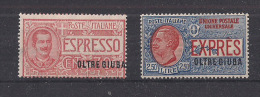 COLONIE ITALIANE OLTRE GIUBA 1926 ESPRESSI  SASS.1-2  MNH XF - Oltre Giuba