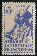 A.O.F. 17** 4f Bleu Et Rose Tirailleur Sénégalais - Unused Stamps