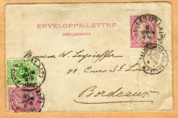 Carte Entier Postal Enveloppe Lettre + 45 + 46 Anvers Palais à Bordeaux - Briefumschläge