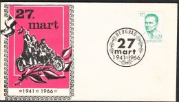 Yugoslavia 1966, Illustrated Cover "27 March Overthrow Royal Family" W./ Special Postmark "Belgrade", Ref.bbzg - Storia Postale