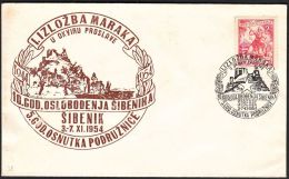 Yugoslavia 1954, Illustrated Cover"1st Philatelic Exibition In Sibenik 1954" W./special Postmark "Sibenik", Ref.bbzg - Briefe U. Dokumente
