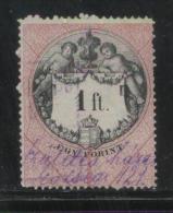 HUNGARY ALLEGORIES REVENUE 1881 1FT BLACK & ROSE WMK FT BAREFOOT 122 PERF 11.50 X 11.50 - Fiscale Zegels