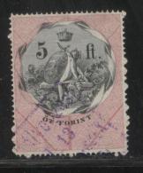 HUNGARY ALLEGORIES REVENUE 1881 5FT BLACK & ROSE WMK FT BAREFOOT 127 PERF 13 X 13 - Revenue Stamps