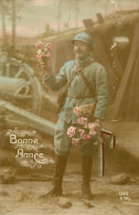 Militaria - Guerre 1914-18 - Militaires - Matériel - Canons - Patriotiques - Fleurs - Roses - Bonne Année - Nouvel An - Guerra 1914-18