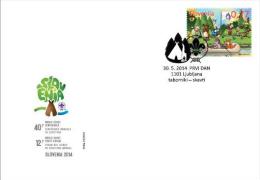 New Neu Slovenia Slovenie Slowenien 2014 Scouts Pfadfinder - Spending Time Outdoor - Canoeing ; FDC - Lettres & Documents