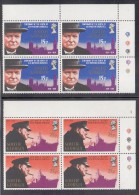 South Georgia MNH Scott #39-#40 Set Of 2 Upper Right Corner Blocks Sir Winston Churchill - South Georgia