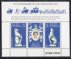 South Georgia MNH Scott #51a-#51c Strip Of 3 With Gutter 25th Anniversary Of Coronation Elizabeth II - Georgia Del Sud